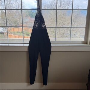 Fashion Nova Black Lace Halter Romper Jumpsuit